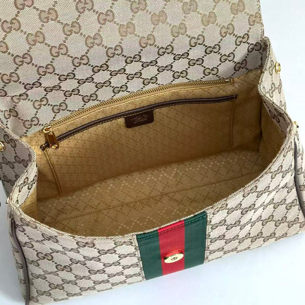 Gucci 2026 Paparazzo Bag 32cm Beige Red Green Canvas