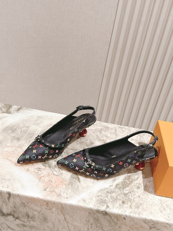 LV 26ss Slingback 45 Black Multicolor Cowhide 656934