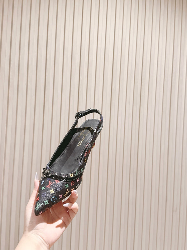 LV 26ss Slingback 45 Black Multicolor Cowhide 656934