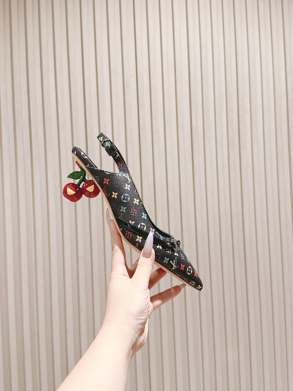 LV 26ss Slingback 45 Black Multicolor Cowhide 656934
