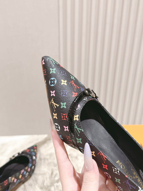 LV 26ss Slingback 45 Black Multicolor Cowhide 656934