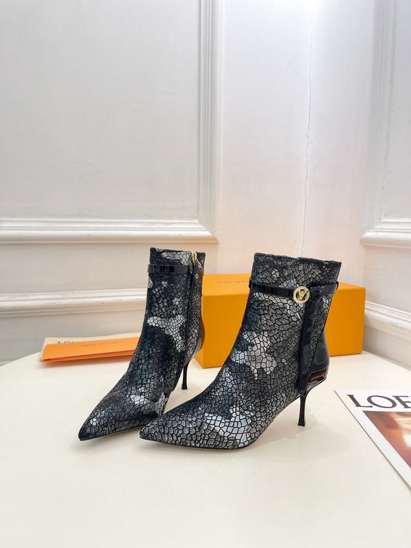 LV Stellar Ankle Boot 70mm White Mix Black Calfskin