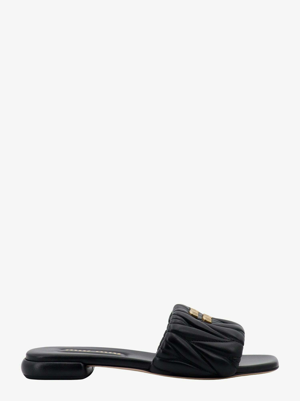 Miu Sandal Black MatelassÃ© Leather