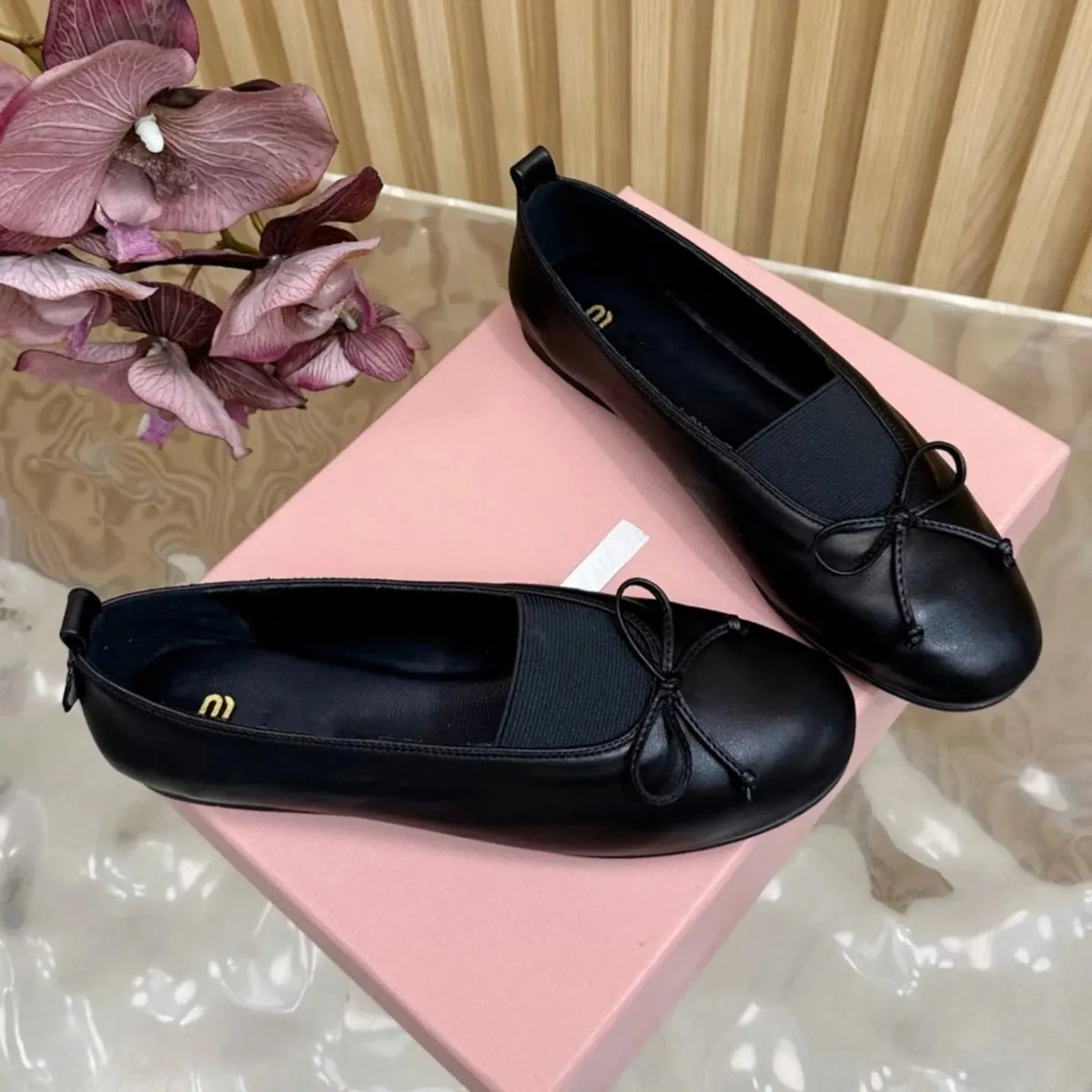 Miu Miu 2026 Élan Bow Ballet Flat Nappa Leather