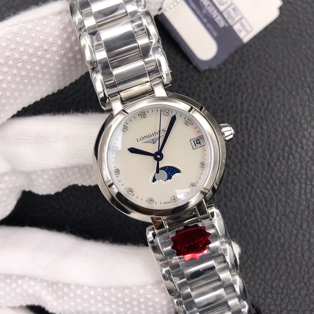 PRIMALUNA 30MM QUARTZ SILVER-STONE MOTHER OF PEARL DIAL