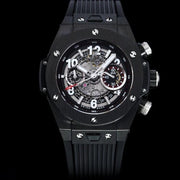 BIG BANG UNICO 42 ALL BLACK SILVER HAND SKELETON