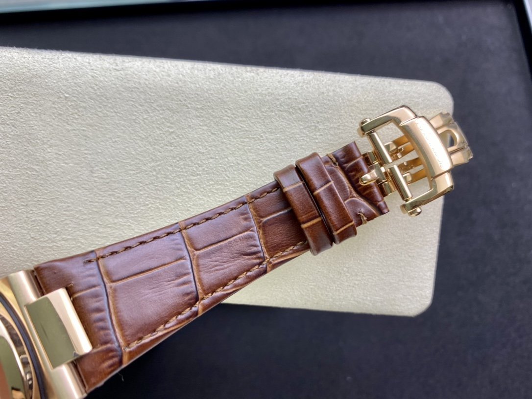 PATEK NAUTILUS 5980/1AR-001 ROSE GOLD CHRONOGRAPH BLUE DIAL LEATHER