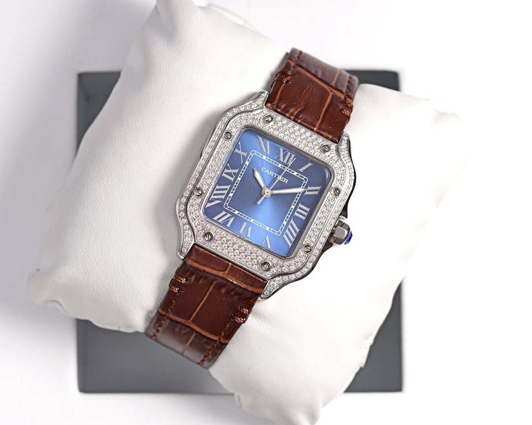 SANTOS LADY 35MM QUARTZ STEEL CASE LEATHER