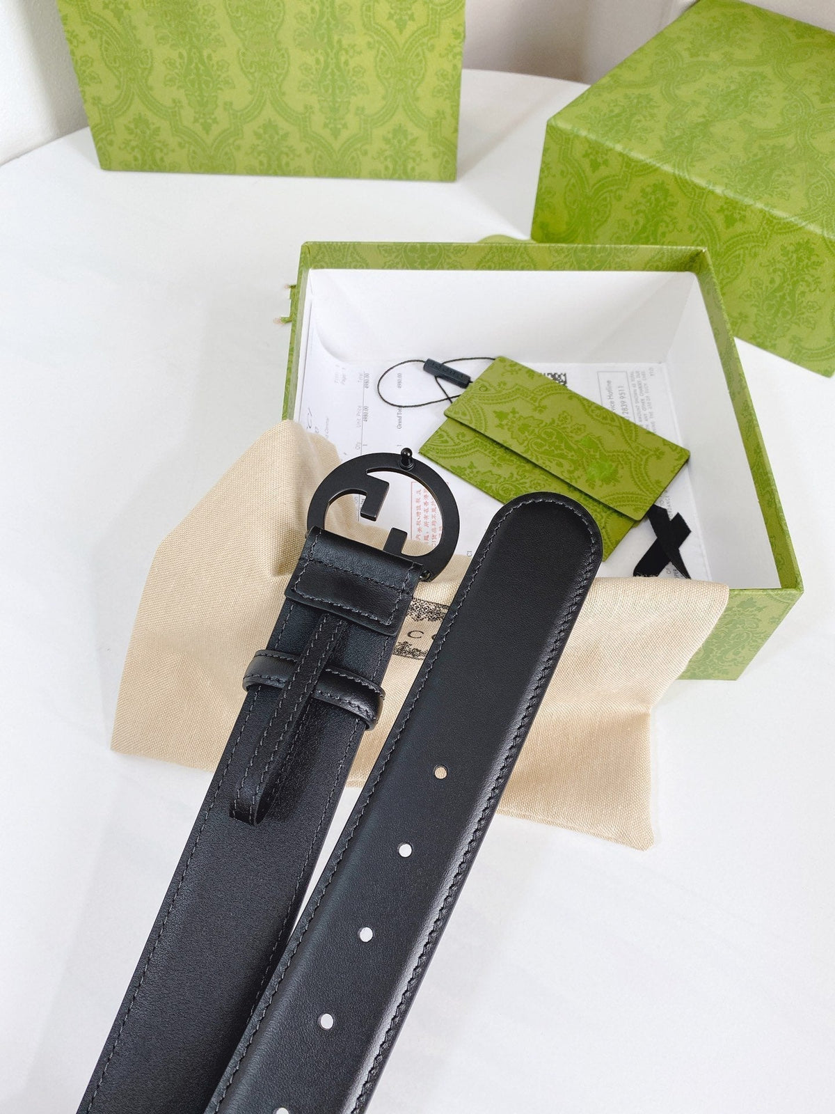INTERLOCKING G BLACK BUCKLE 40MM BLACK LEAHTER