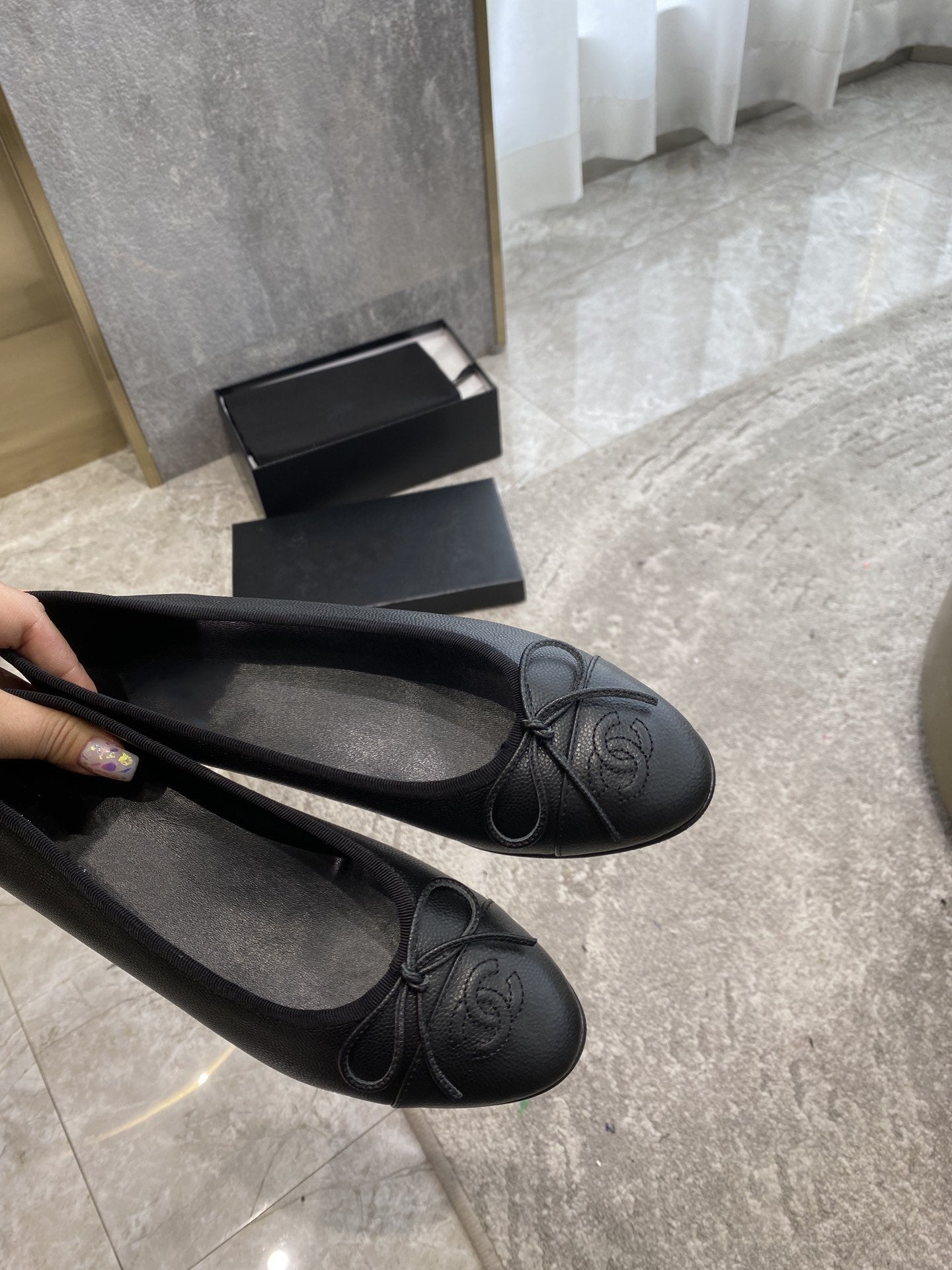 ballet flats grained calfskin