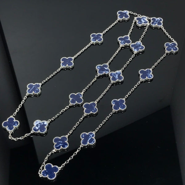 CLOVER 20 MOTIF SILVER PIETERSITE NECKLACE