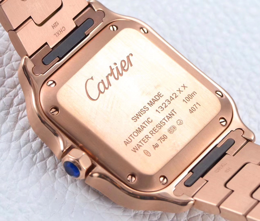 SANTOS LADY 35.1MM AUTOMATIC PINK GOLD DIAMOND BEZEL