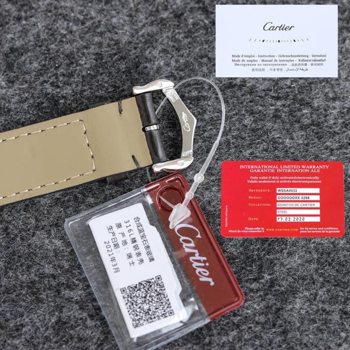 SANTOS DUMONT LADY SILVER CASE LEATHER STRAP