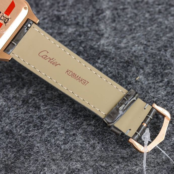 SANTOS DUMONT LADY PINK GOLD CASE LEATHER STRAP