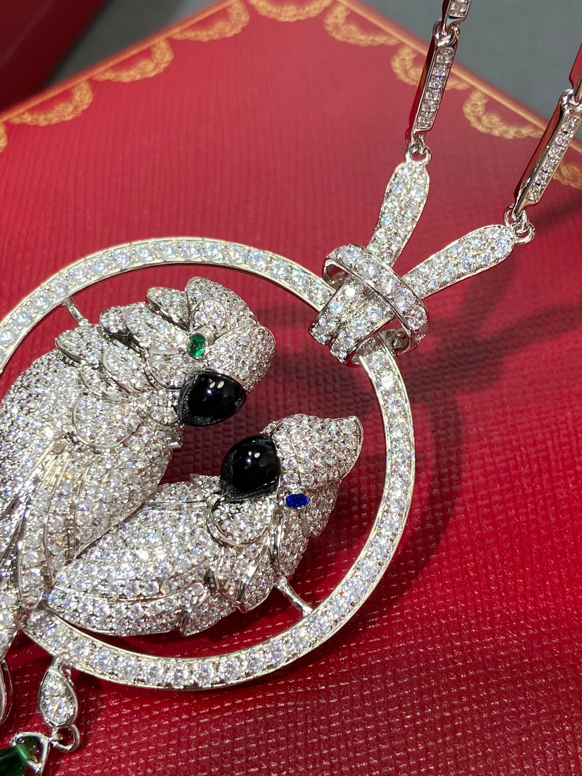 LESOISEAUX SILVER DIAMOND PAVED NECKLACE