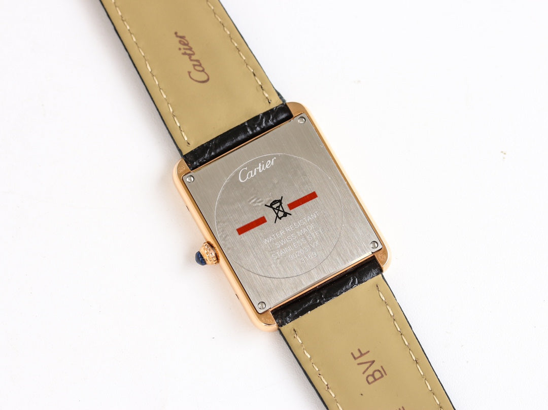 TANK SOLO PINK GOLD DIAMOND BEZEL LEATHER LEATHER