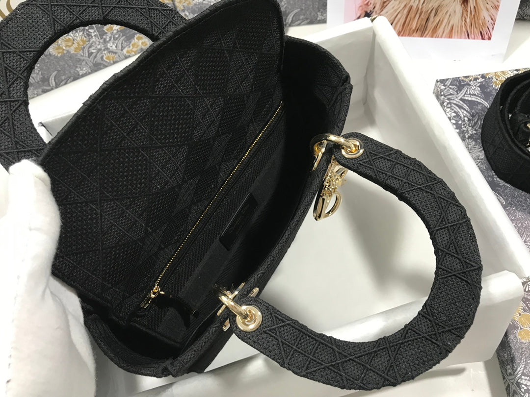 MEDIUM LADY D-LITE 24 BLACK CANNANGE EMBROIDERY
