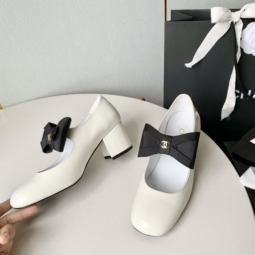 mary janes 60 white calfskin bow