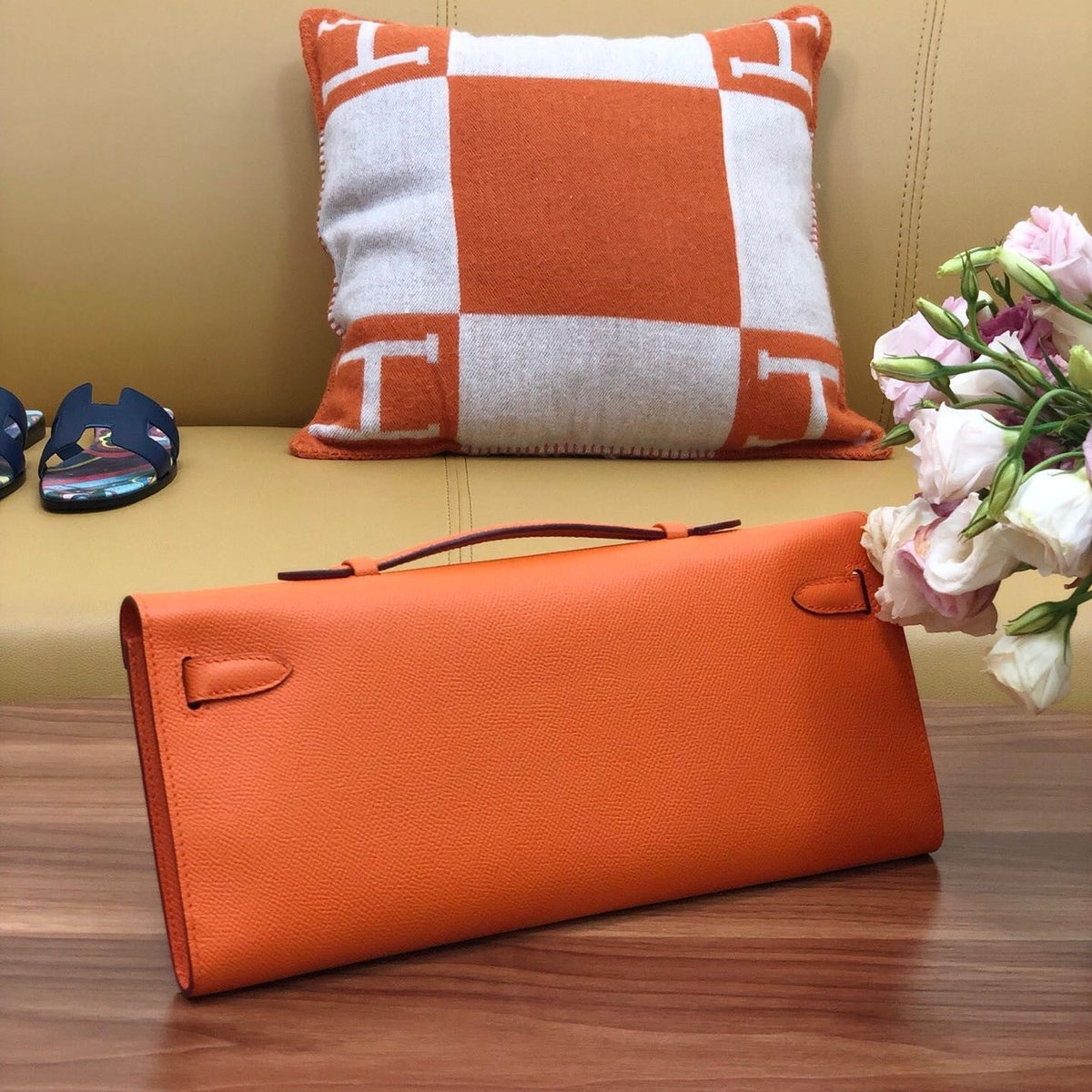 HM Kelly Cut 31cm Orange Swift Leather Ghw