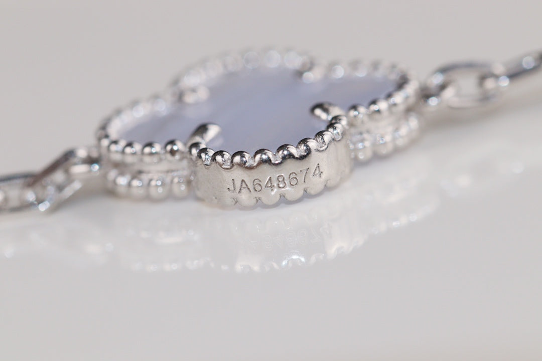 VCA Clover Blue Mop 5 Motifs Sliver Bracelet