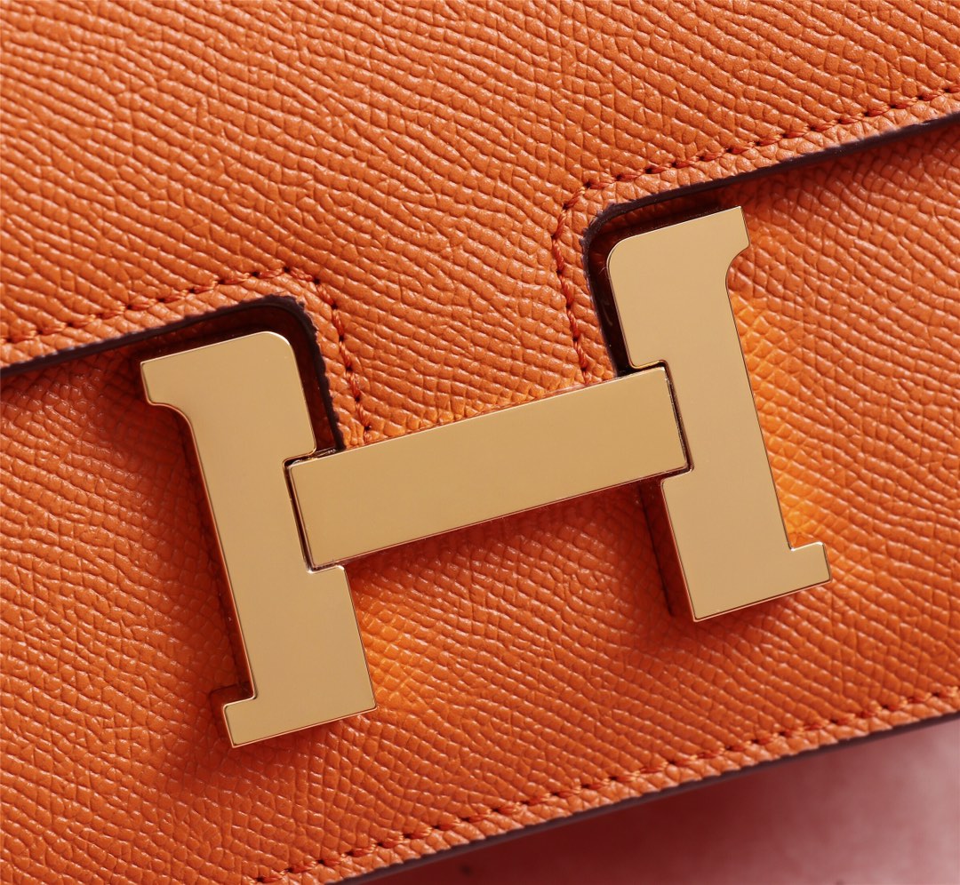 HM CONSTANCE BAGS 22 ORANGE EPSOM GOLD HARDWARE
