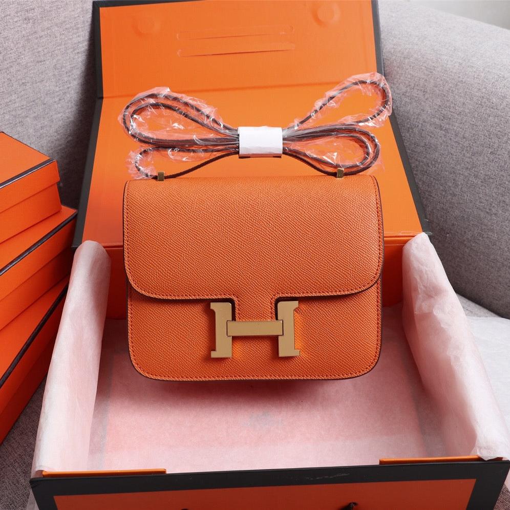 HM CONSTANCE BAGS 22 ORANGE EPSOM GOLD HARDWARE