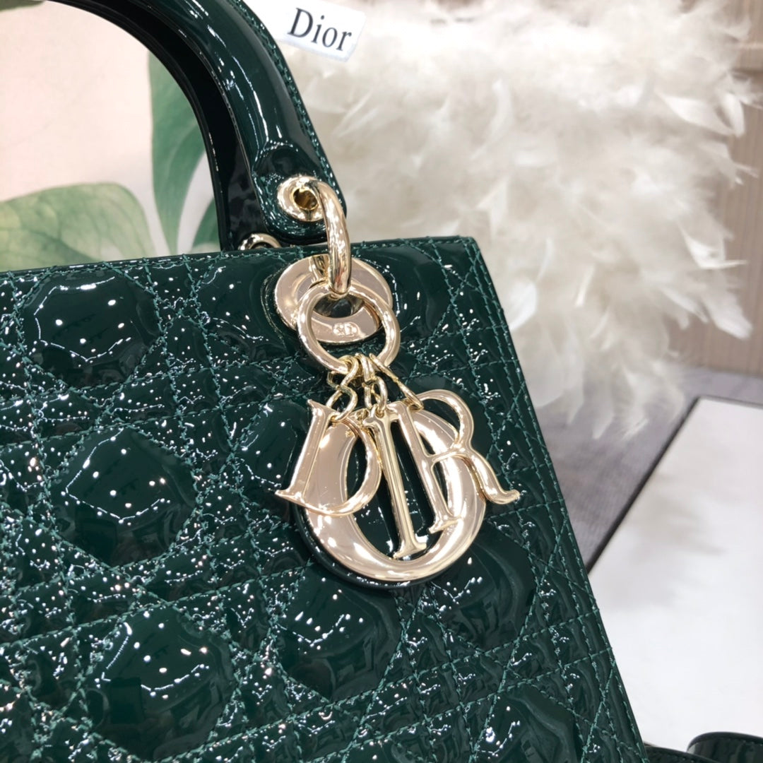 medium lady 24 blue green patent calfskin