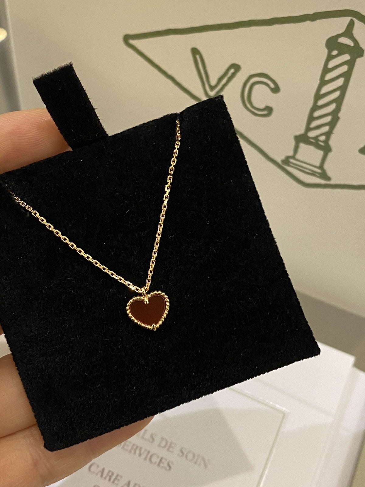 VCA Limited Mini Heart Red Necklace Gold