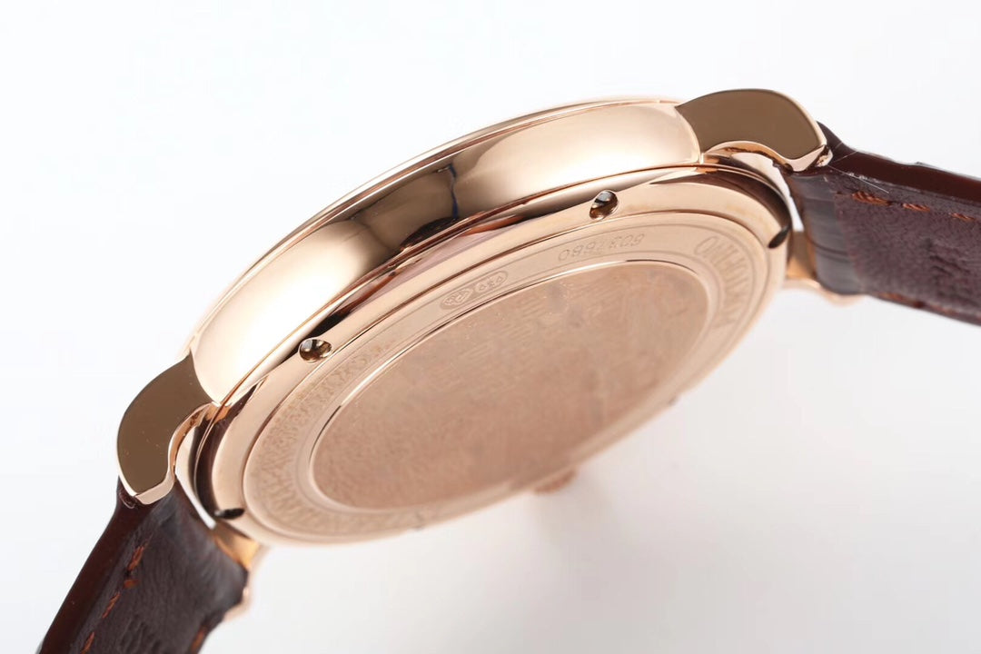 IWC Portofino 40mm White Dial Pink Gold Case Brown Leather