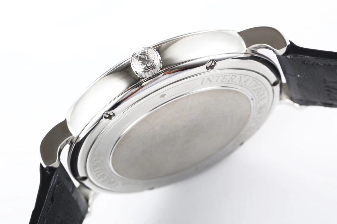 IWC Portofino 40mm Blue Dial Steel Case Black Leather