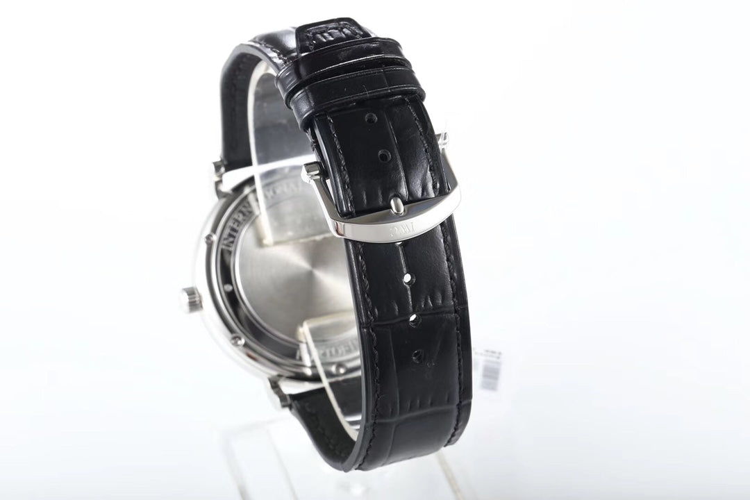 IWC Portofino 40mm Cream Dial Steel Case Black Leather Strap