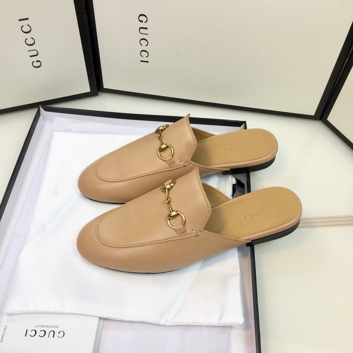 GG SLIPPER PRINCETOWN BEIGE CALFSKIN