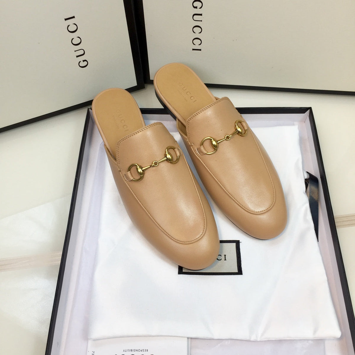 GG SLIPPER PRINCETOWN BEIGE CALFSKIN