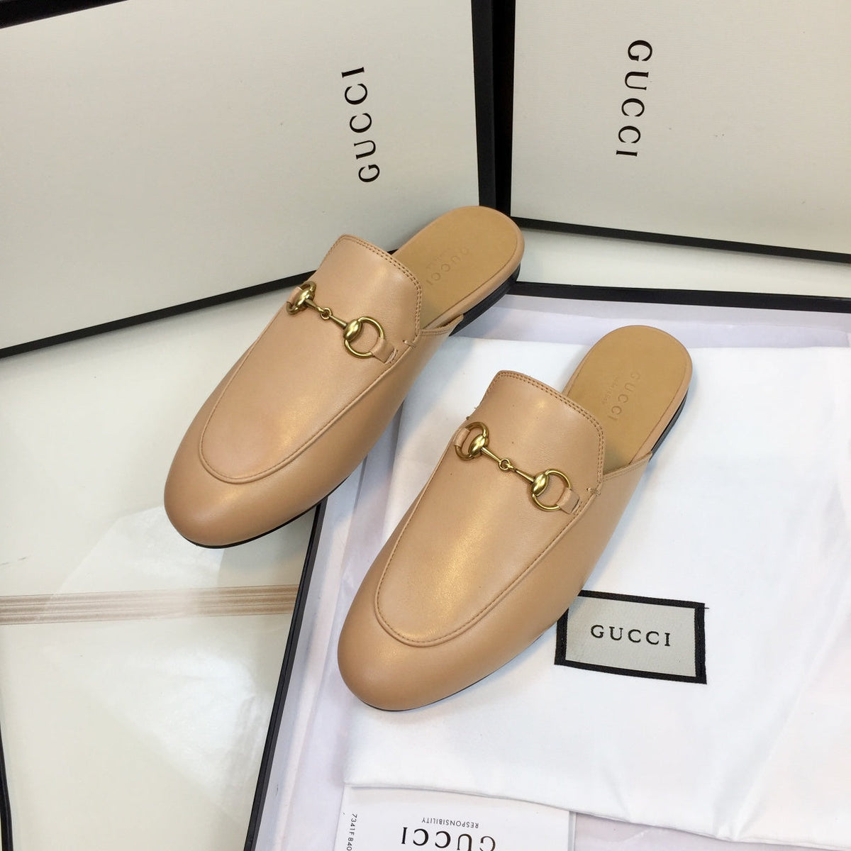 GG SLIPPER PRINCETOWN BEIGE CALFSKIN