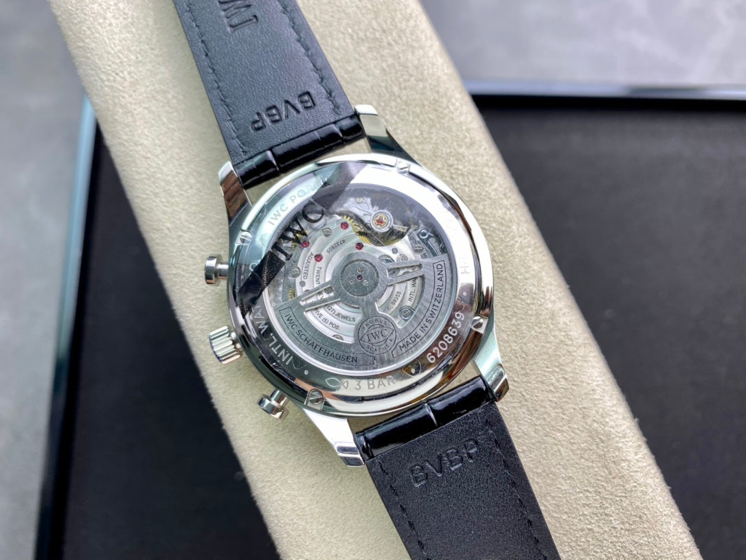 IWC Portuguese 40mm Blue Dial Steel Case Black Leather