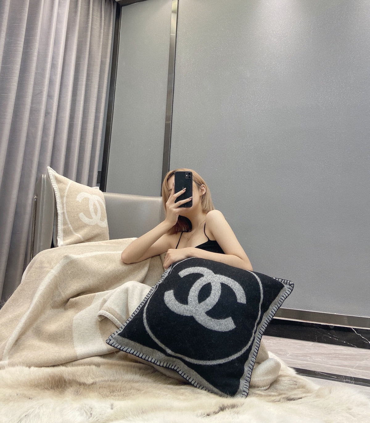CC Blanket Large Logo Wool Cashmere