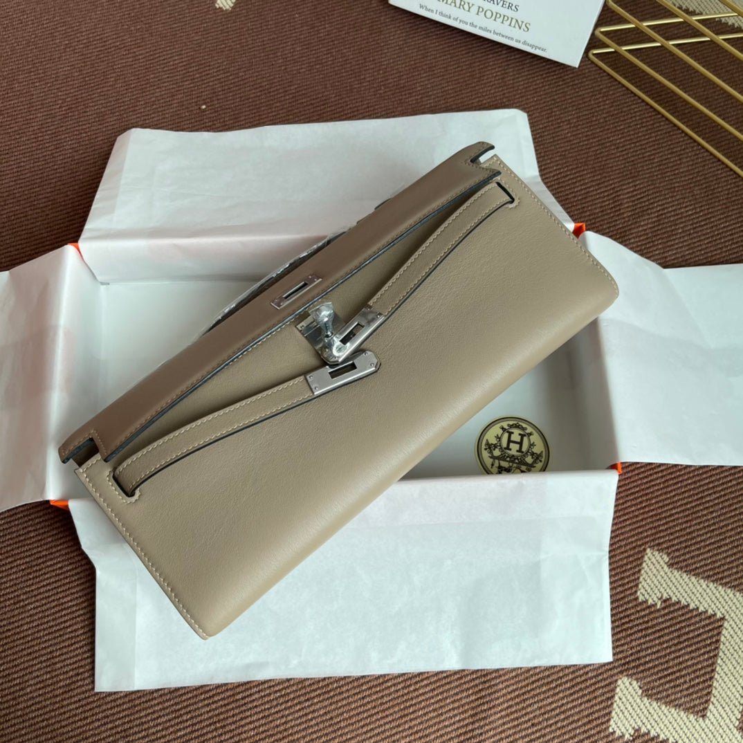 HM Kelly Cut 31cm Light Grey Swift Leather Shw