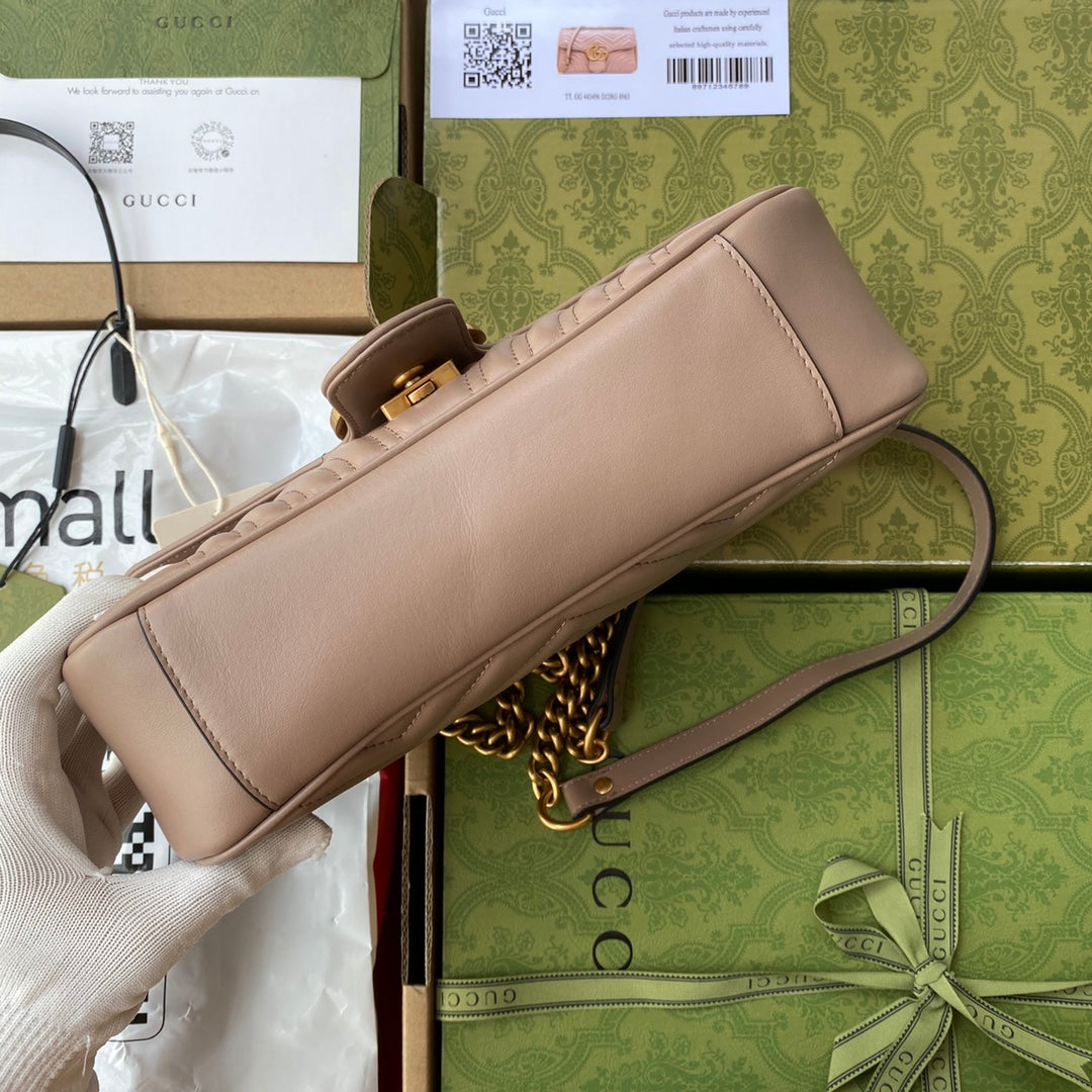 gg marmont 26cm beige calfskin gold hardware