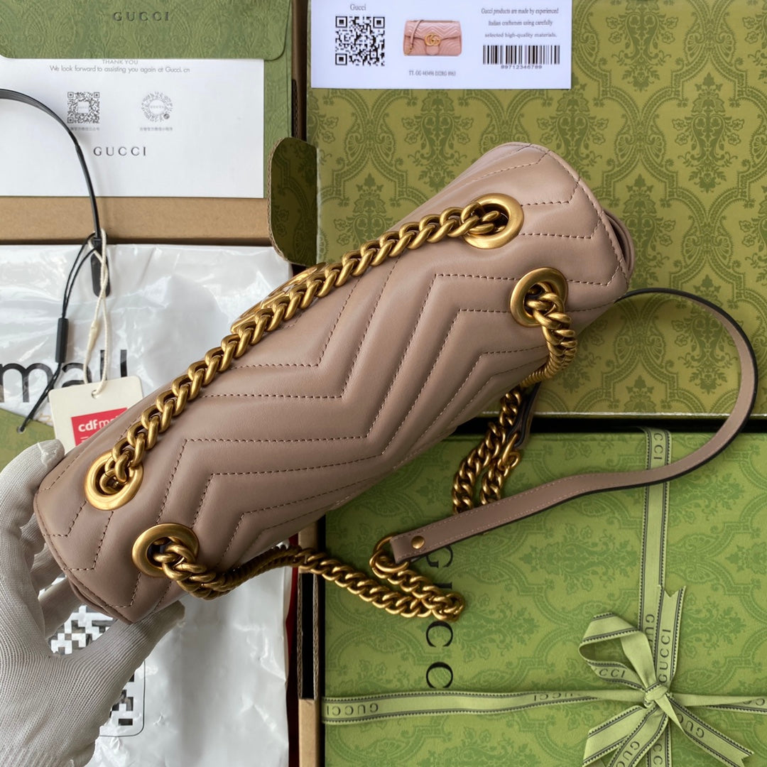 gg marmont 26cm beige calfskin gold hardware