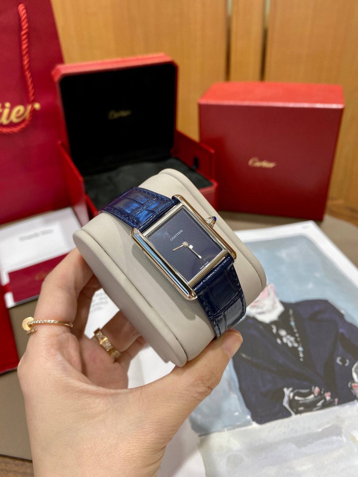 Cartier Tank 25.5mm Quartz Blue Dial
