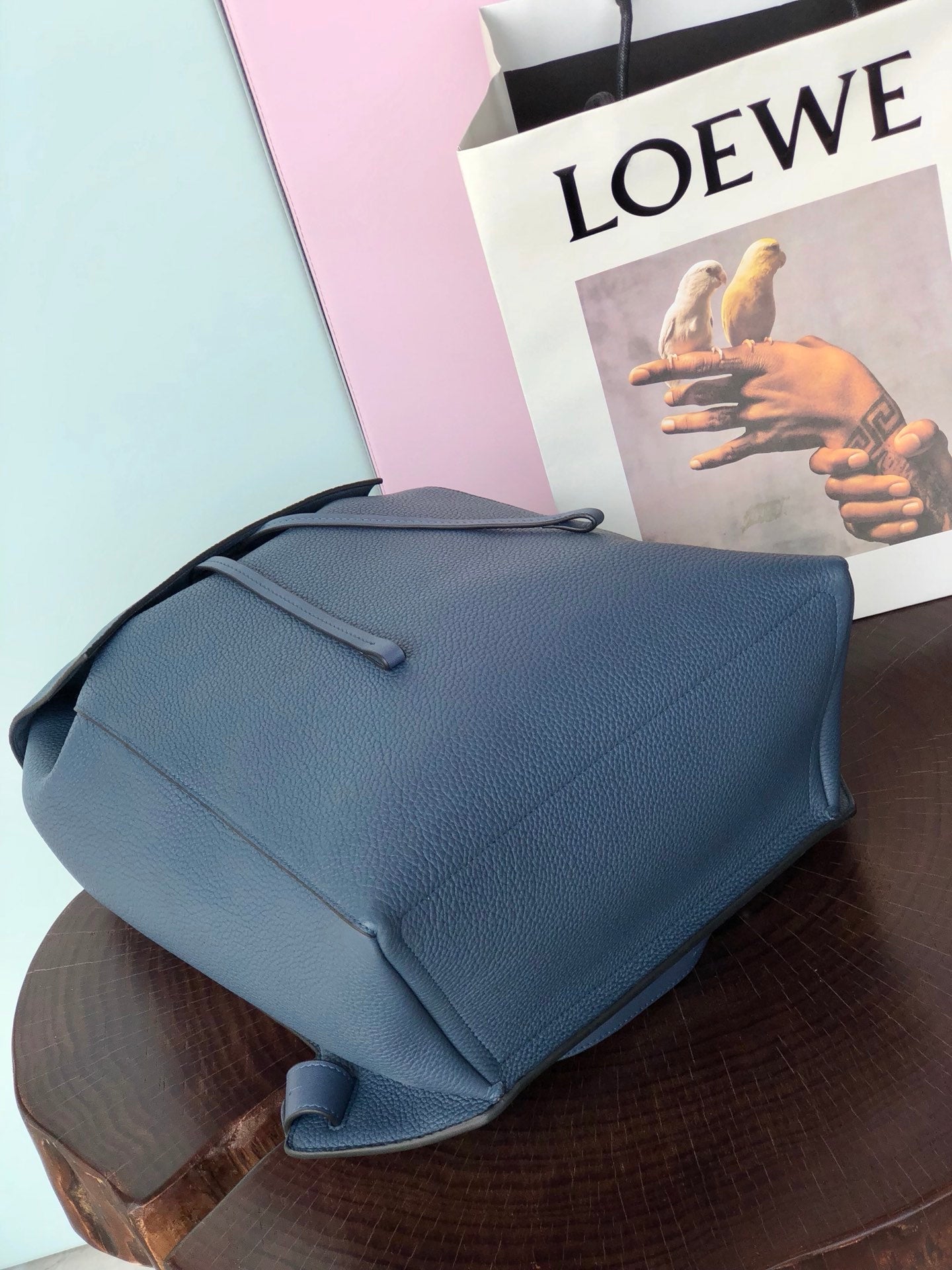 LOEWE FLAMENCO BACKPACK 31 IN NAVY BLUE CALFSKIN