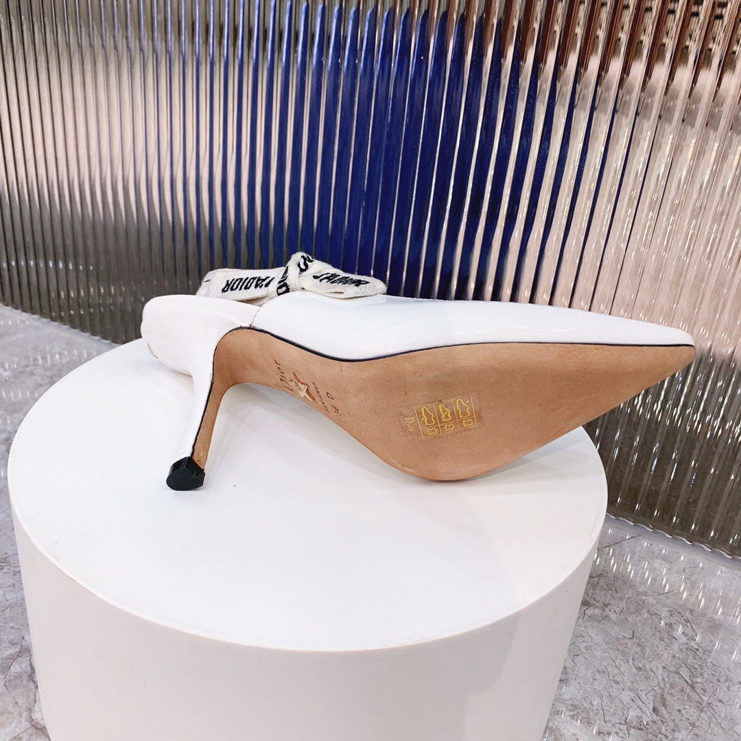 cd slingback pumps 95 white patent calfskin