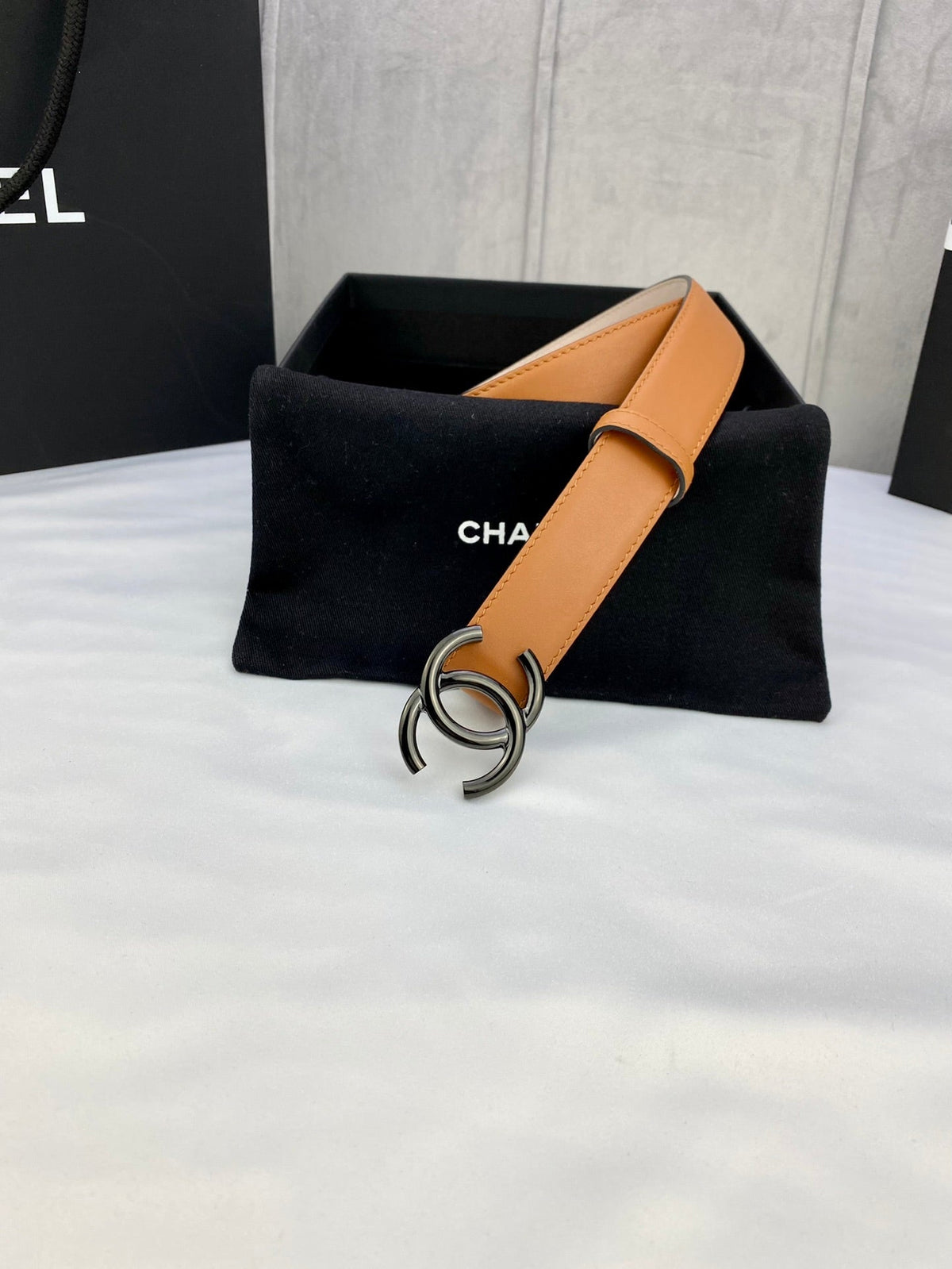 CC Women's Belt 3.0CM Camel Brown Cowhide 586501
