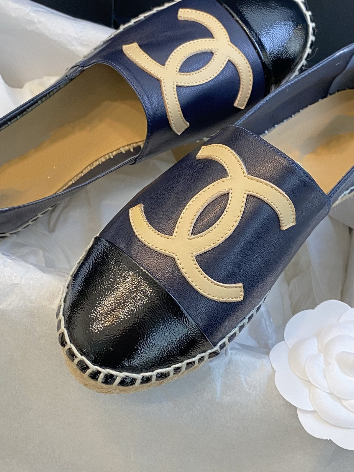 espadrilles dark blue black lambskin