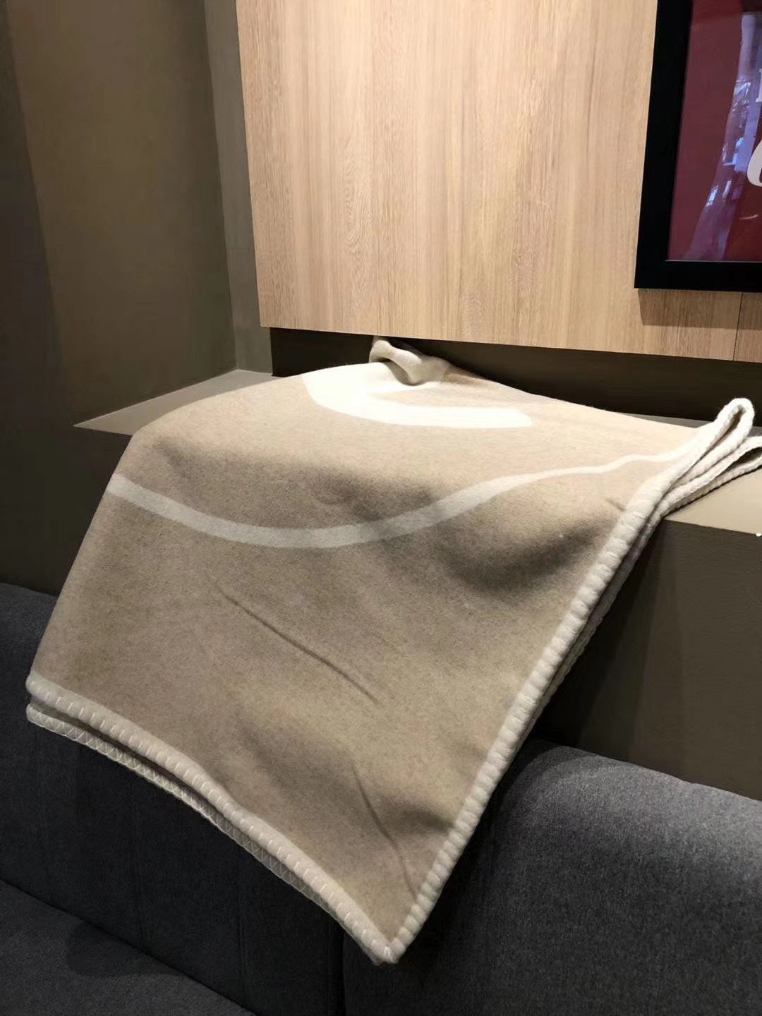 CC Merino Blanket Beige White Wool Cashmere