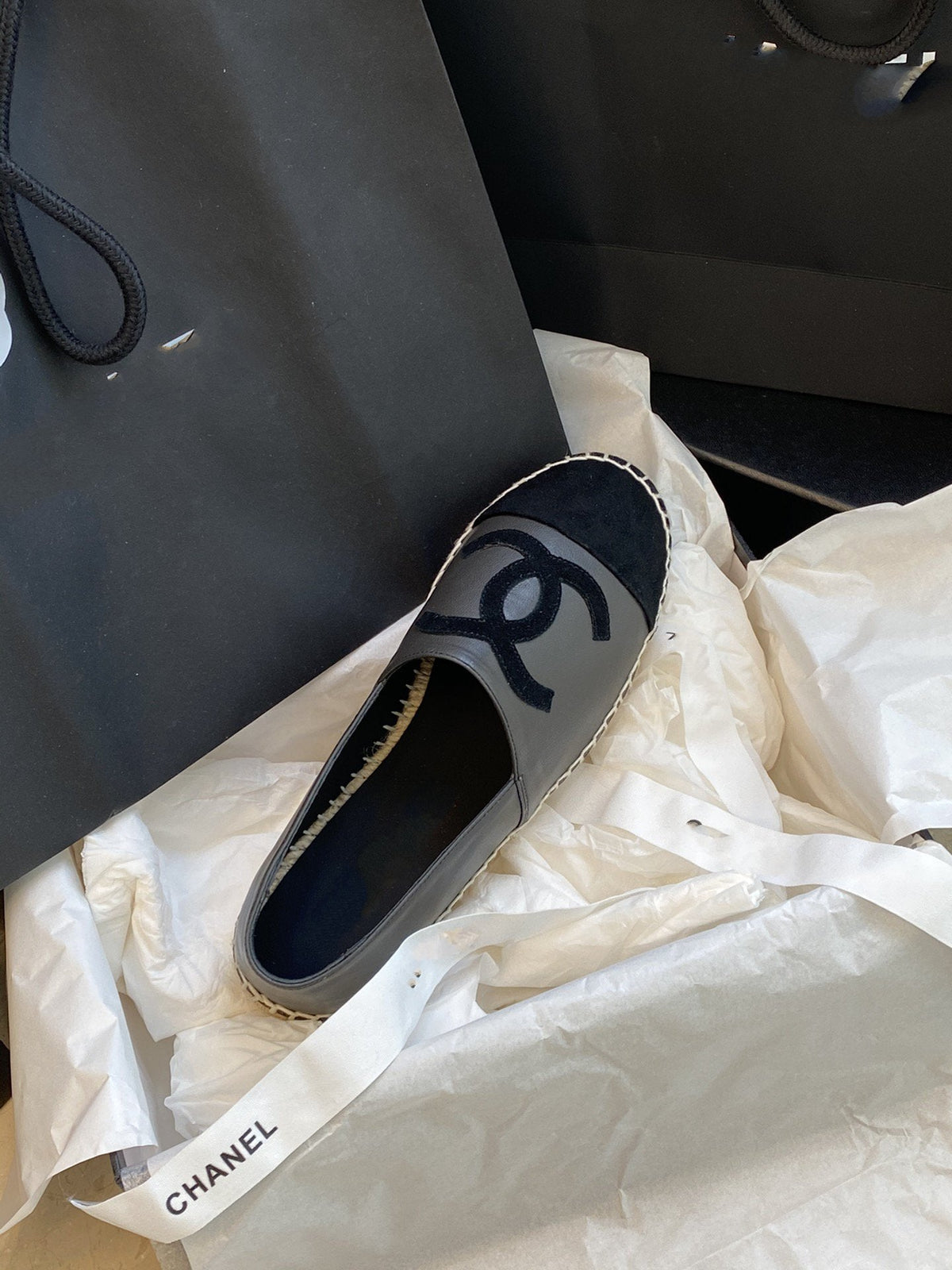 espadrilles dark grey lambskin black velvet