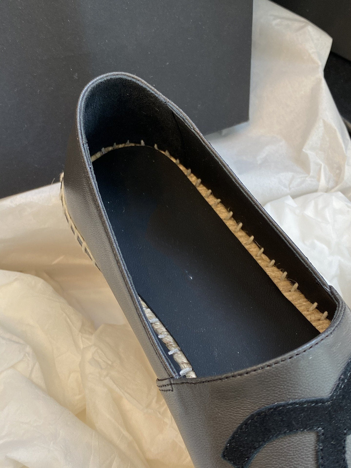 espadrilles dark grey lambskin black velvet