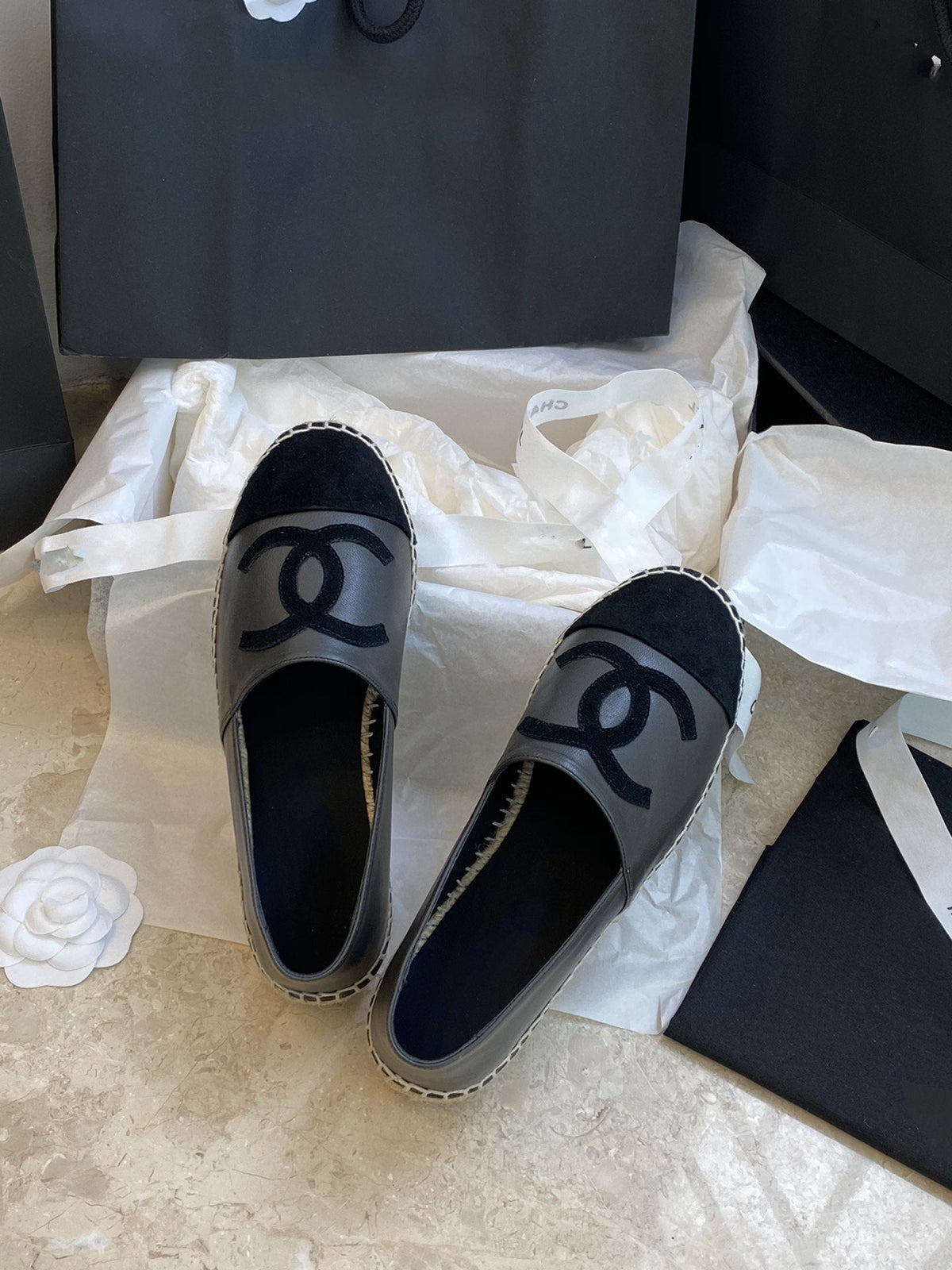 espadrilles dark grey lambskin black velvet