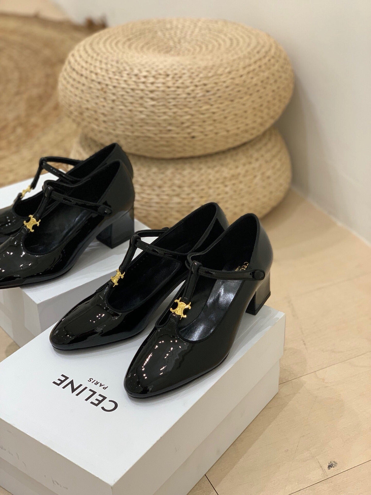 Celine Mary Jane Black Patent Leather 237236
