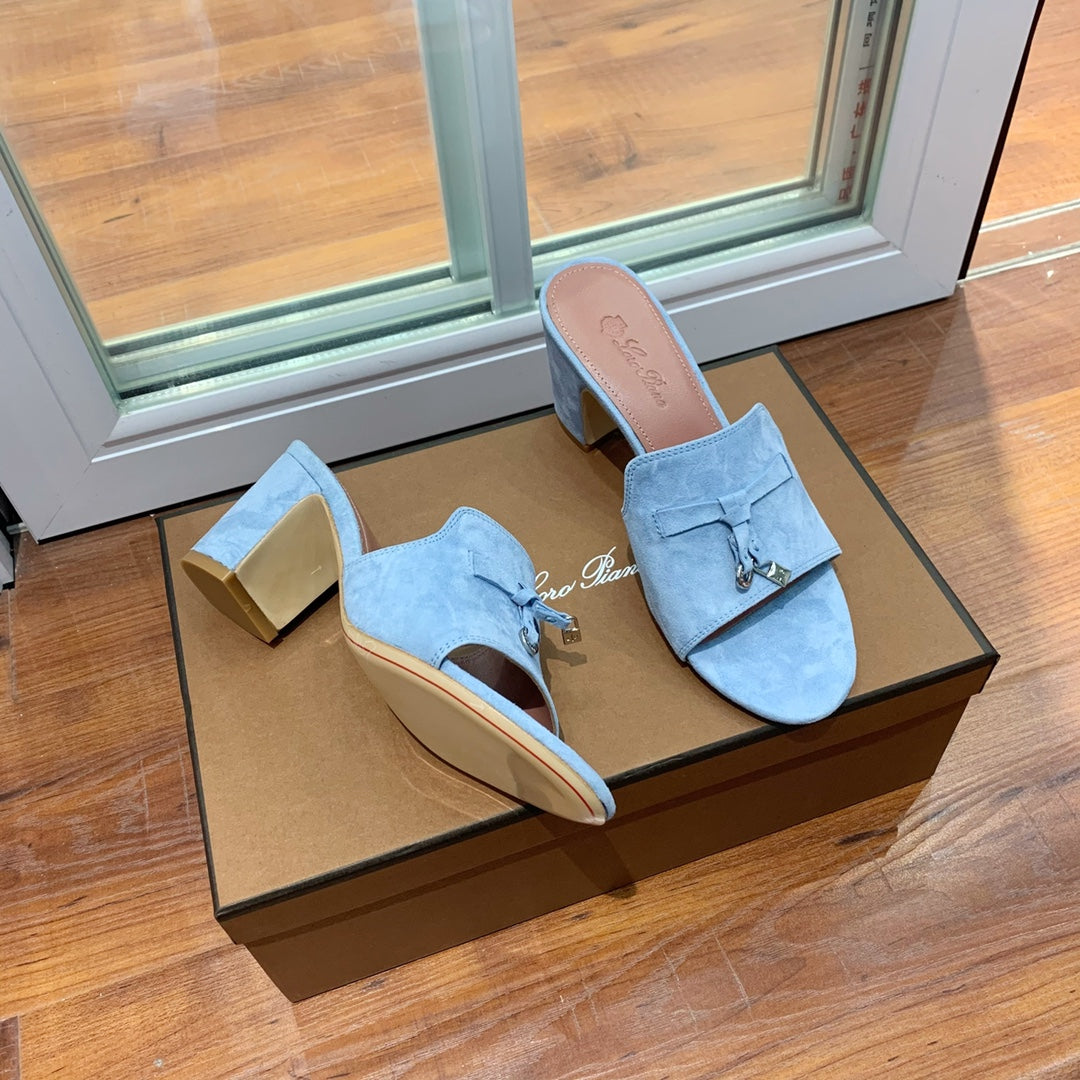Summer Charms Mules 55mm Sky Blue Suede Pink Lambskin